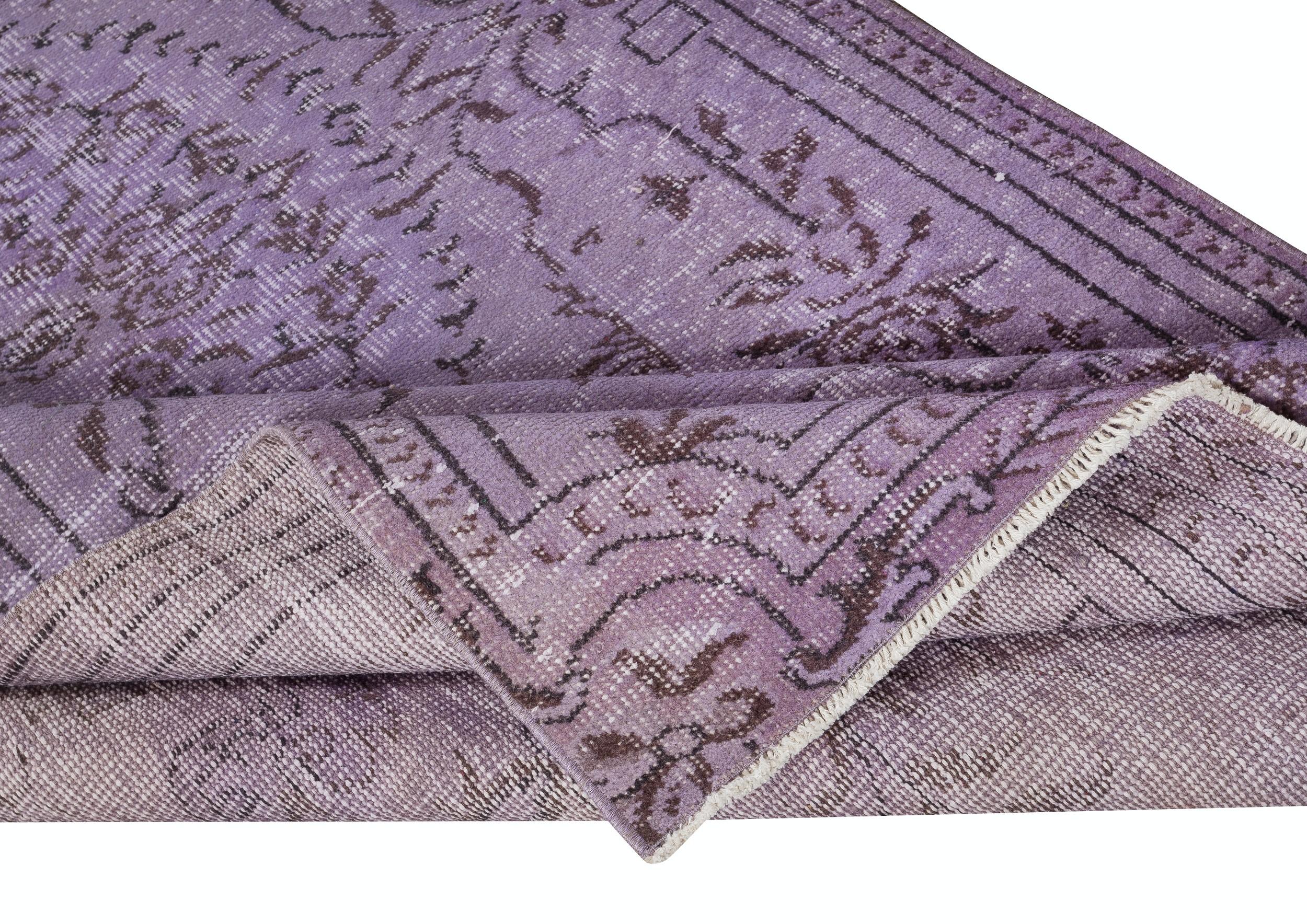 4,6x9 Ft Mauve lilafarbener Teppich, handgefertigter türkischer Bodenteppich, Home Decor, handgefertigt (Moderne) im Angebot