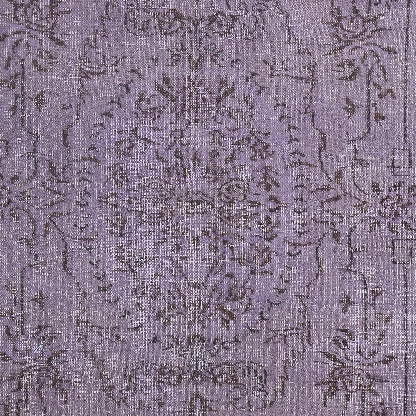 4,6x9 Ft Mauve lilafarbener Teppich, handgefertigter türkischer Bodenteppich, Home Decor, handgefertigt (Handgeknüpft) im Angebot
