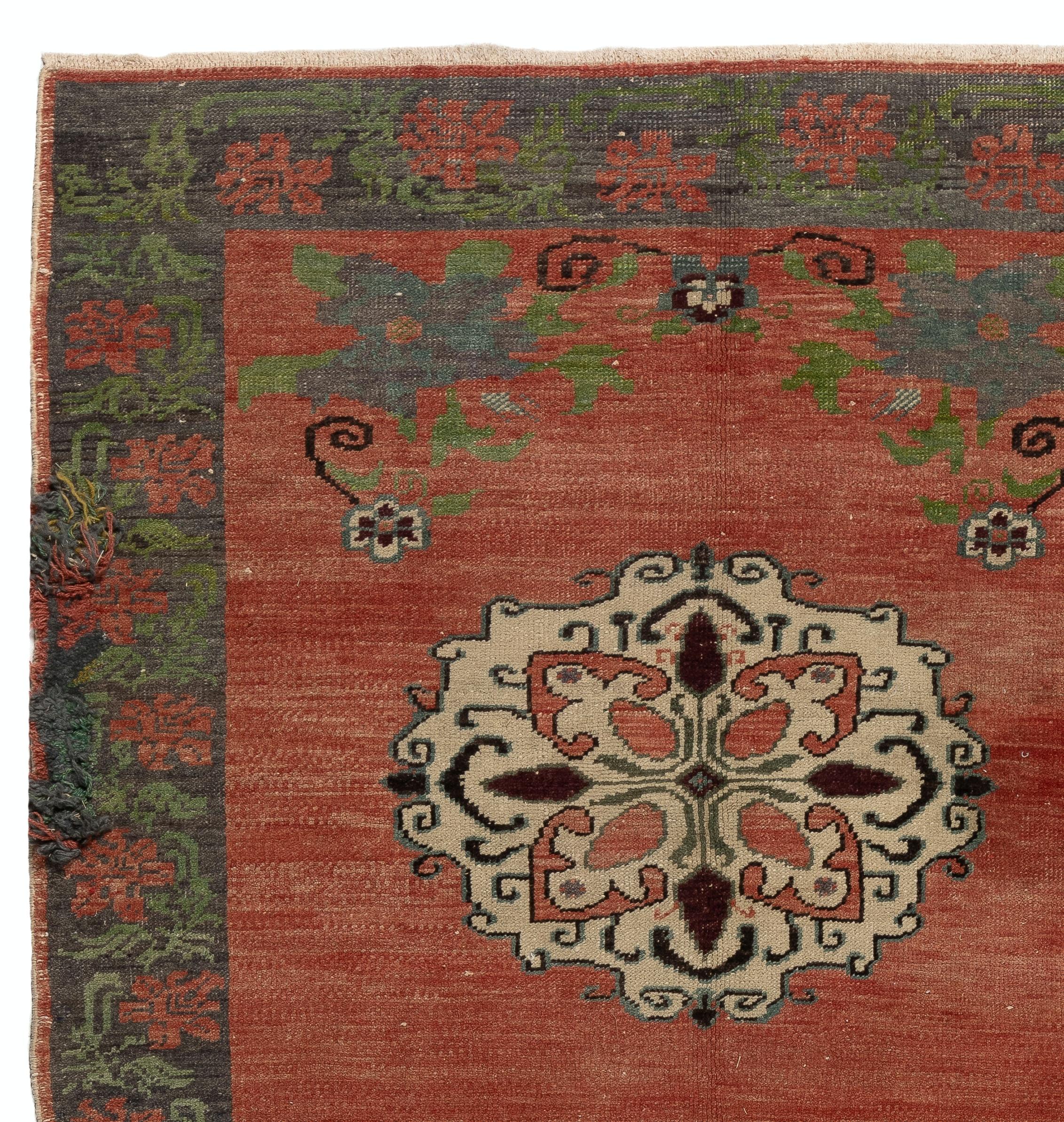 A vintage runner rug from Turkey. It is made of medium wool pile on wool foundation and features multiple medallion design.
It has been washed professionally, the rug is sturdy and can be used in both residential or commercial interiors. Measures: