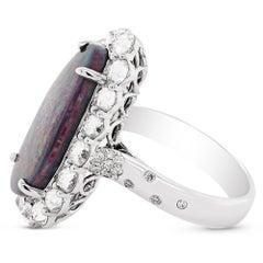 4.7 Carat Australian Black Opal Certified "Lightening Ridge" Mine 18K Ring