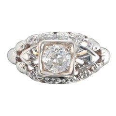 .EGL Certified .47 Carat Diamond  White Yellow Gold Engagement Ring