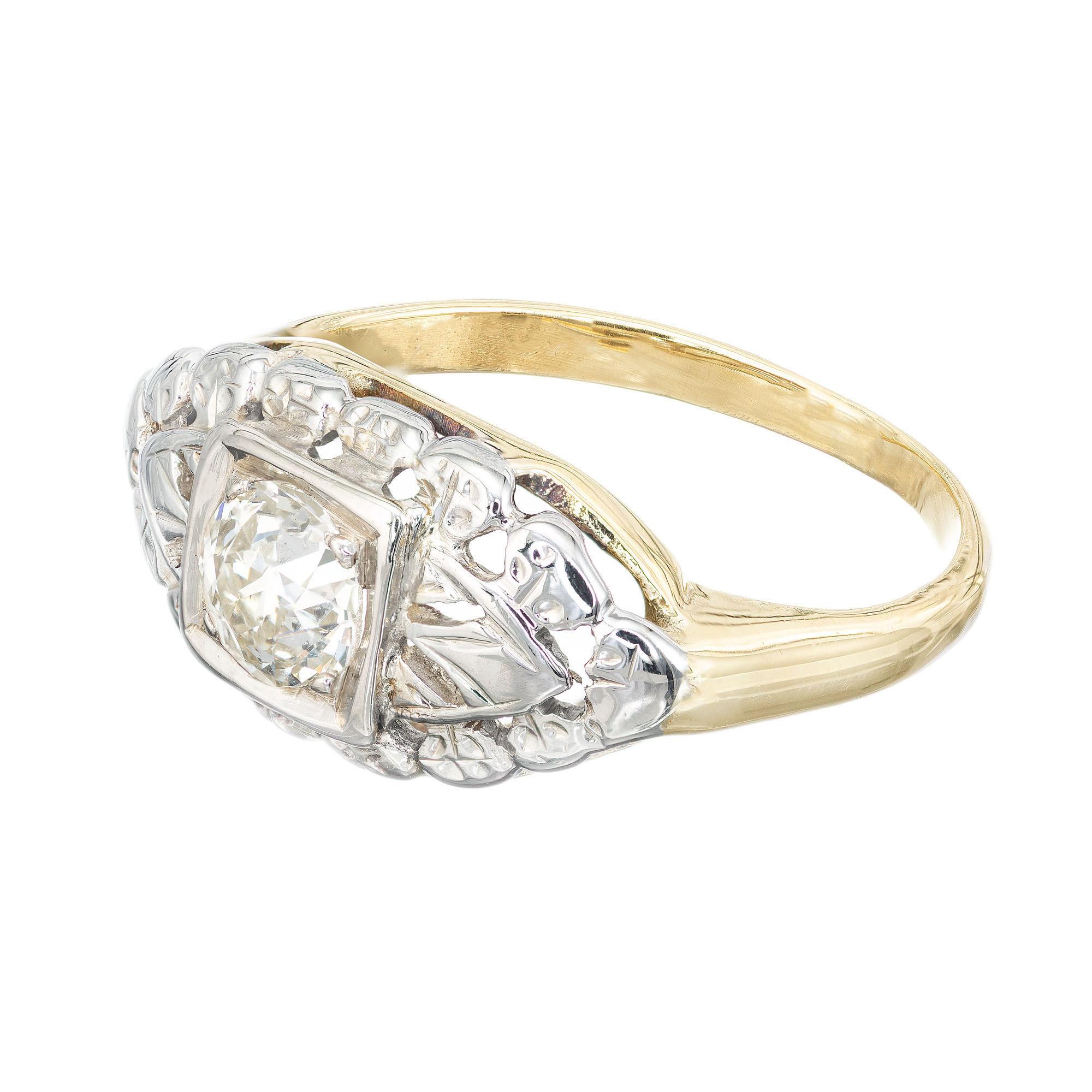 Taille vieille Europe Diamant certifié .EGL de 0,47 carat  Bague de fiançailles en or blanc et jaune en vente