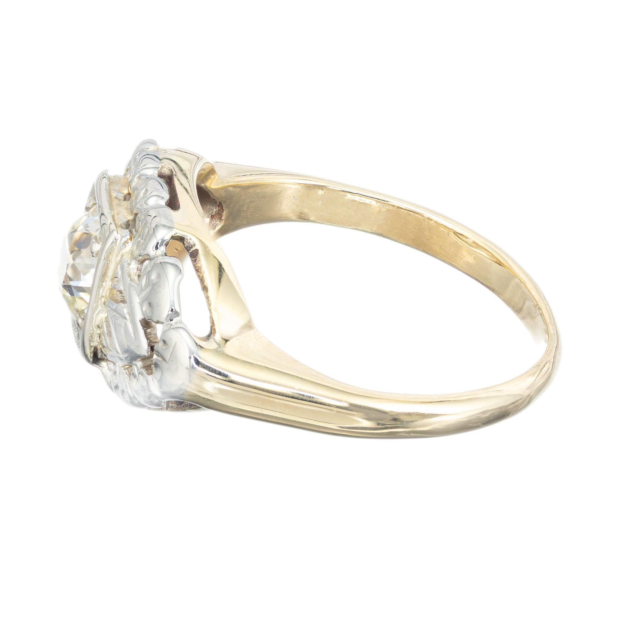 Diamant certifié .EGL de 0,47 carat  Bague de fiançailles en or blanc et jaune Bon état - En vente à Stamford, CT