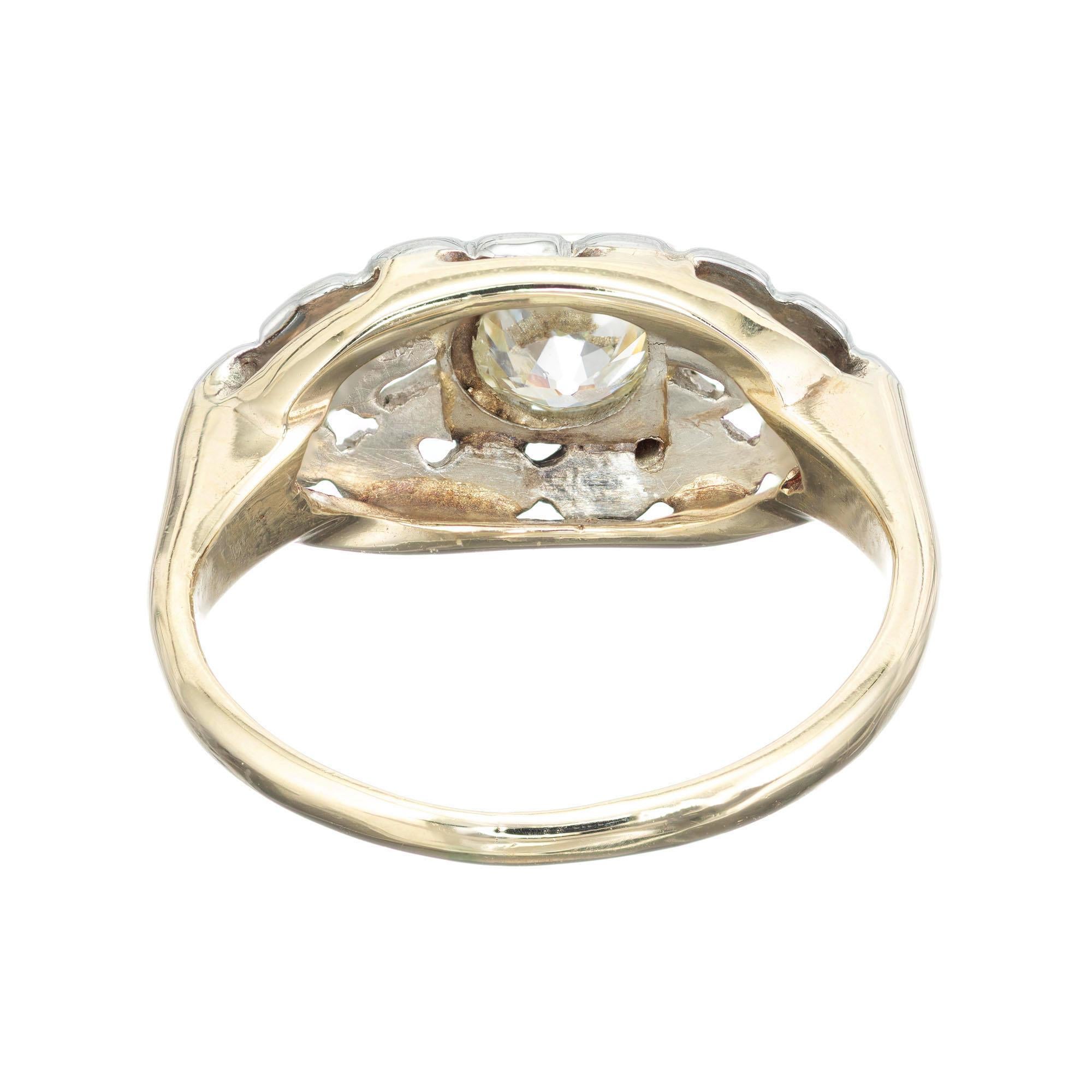 Old European Cut .EGL Certified .47 Carat Diamond  White Yellow Gold Engagement Ring For Sale