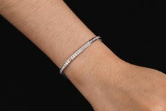 4.7 Carat Princess Cut Diamond Half Bezel Tennis Bracelet in 18K White Gold 7"
