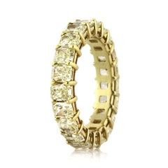 4.7 Carat Radiant Band Fancy Yellow 14K Gold Sunlit Royal Radiance Heirloom