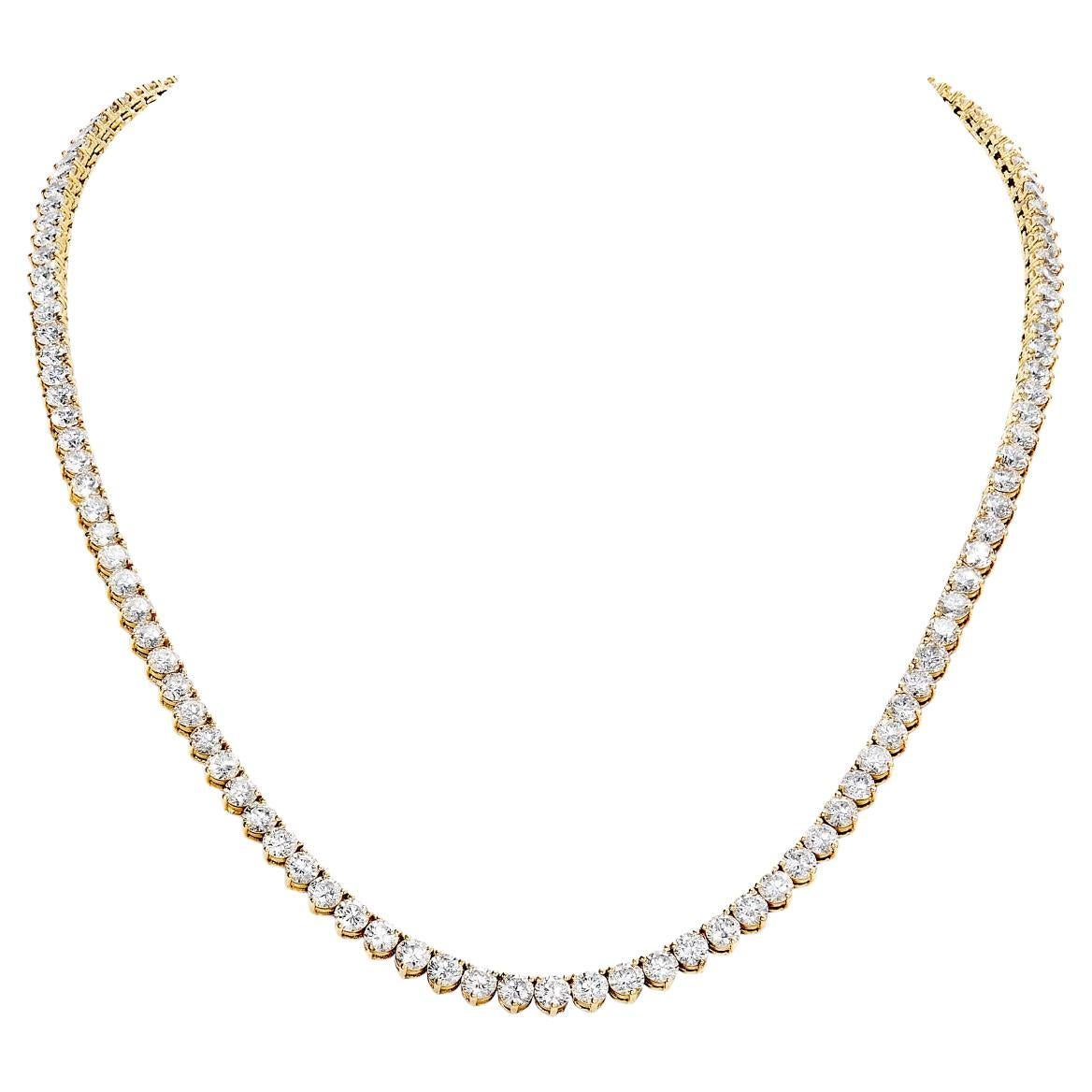 Collier opéra en diamants brillants ronds de 47 carats certifiés