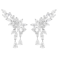4.7 Carat SI Clarity HI Color Marquise Pear Diamond Earrings 14 Karat White Gold