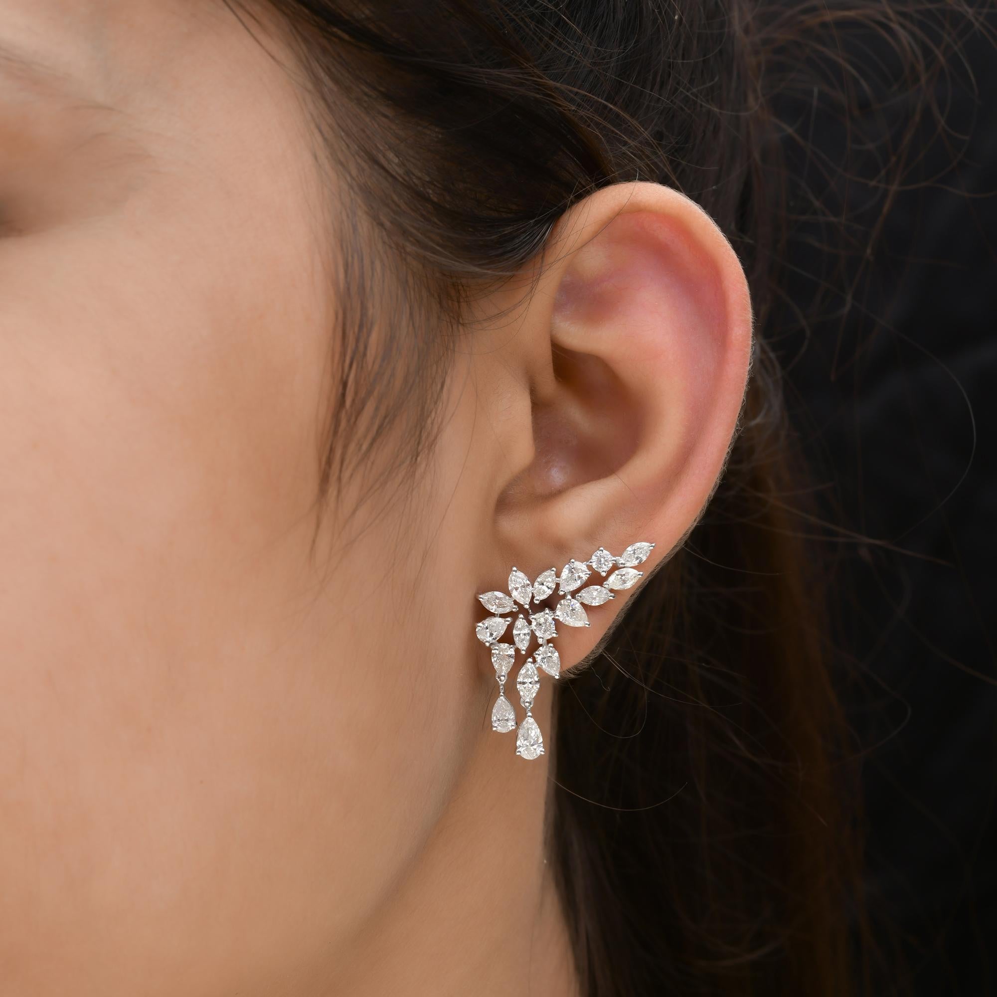 4,7 Karat SI Reinheit HI Farbe Marquise Birnen-Diamant-Ohrringe 18 Karat Weißgold (Tropfenschliff) im Angebot