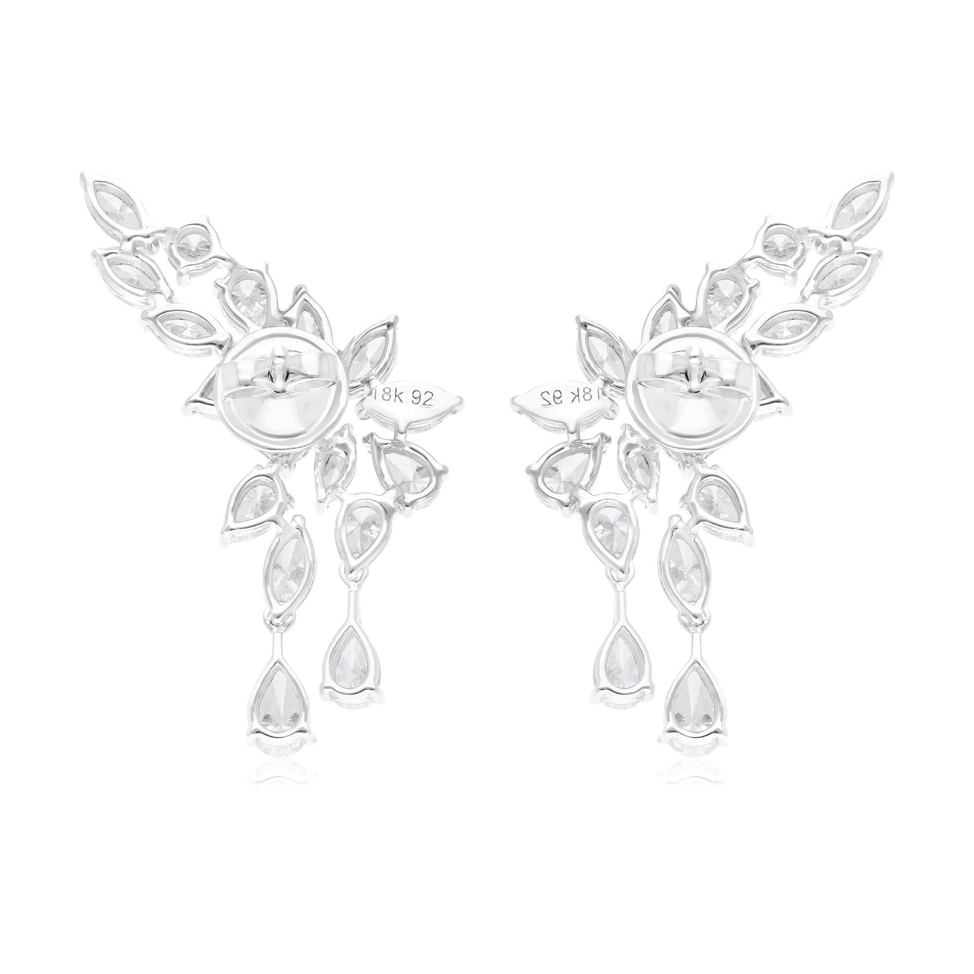 4,7 Karat SI Reinheit HI Farbe Marquise Birnen-Diamant-Ohrringe 18 Karat Weißgold im Zustand „Neu“ im Angebot in Diera, Dubai