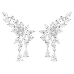 4.7 Carat SI Clarity HI Color Marquise Pear Diamond Earrings 18 Karat White Gold