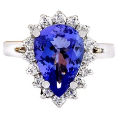 4.7 Carat Tanzanite Diamond Ring 14 Karat White Gold