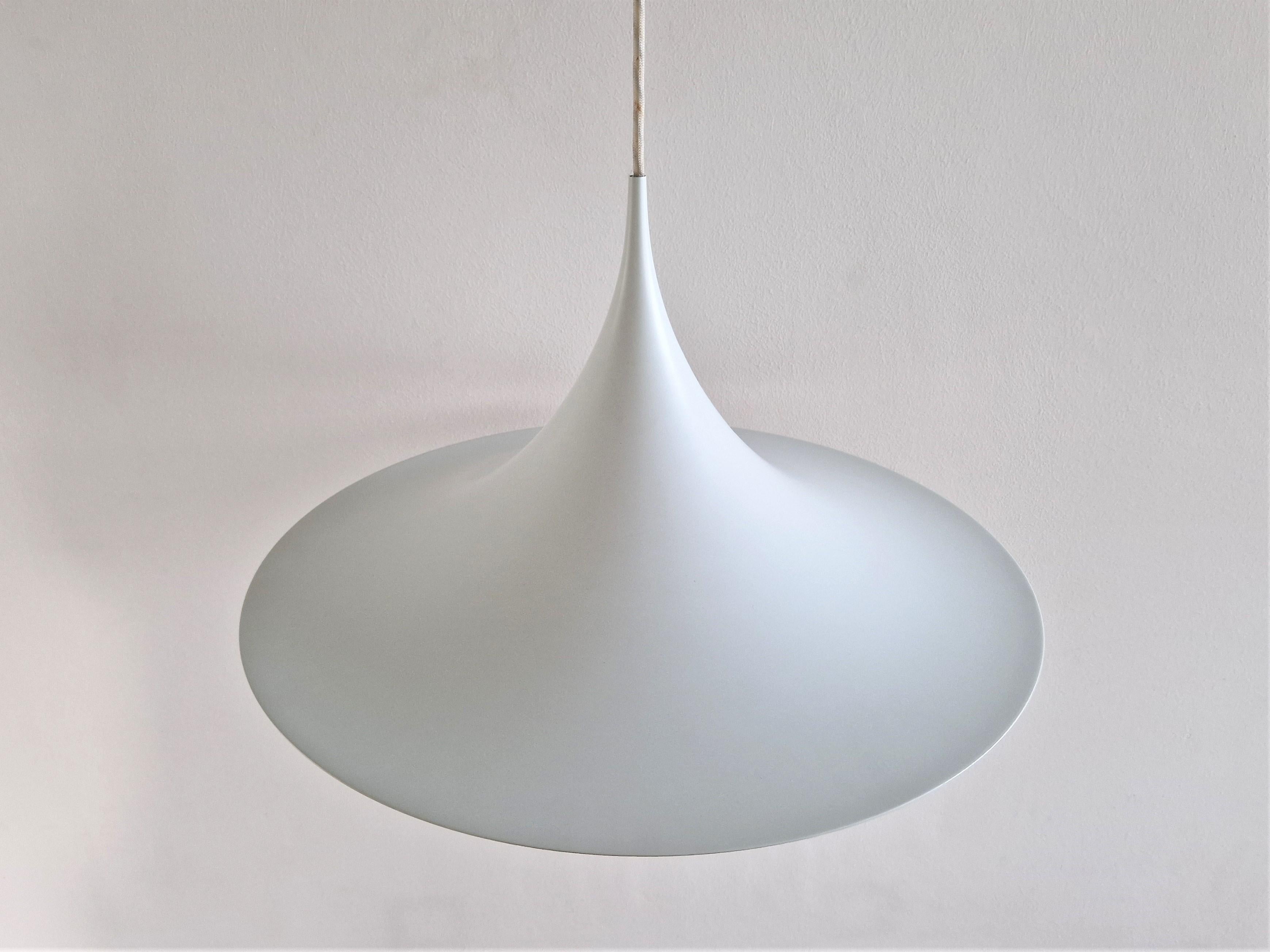 Danish White Semi Pendant Lamp by Bonderup & Torsten Thorup for F&M For Sale