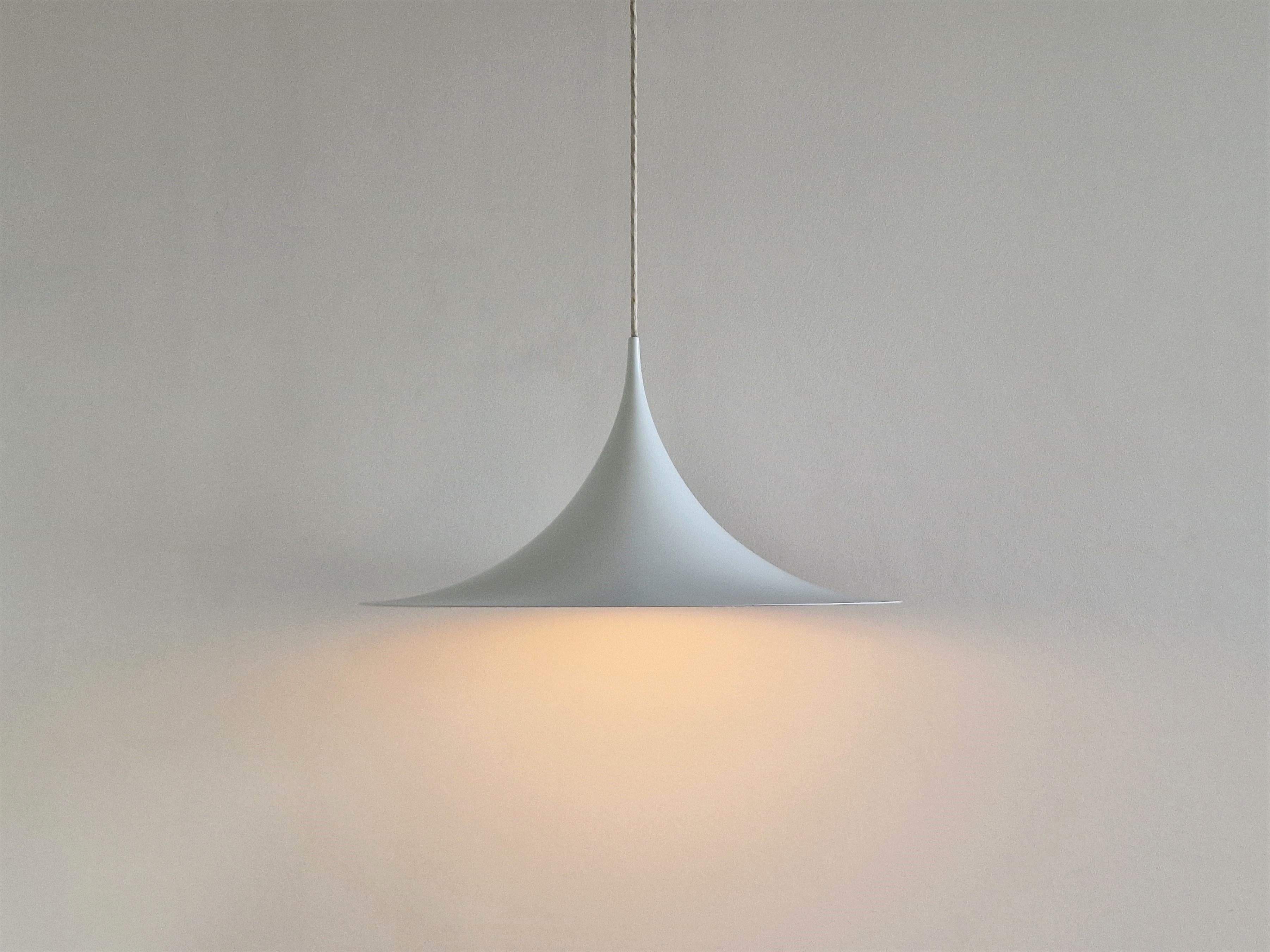 Metal White Semi Pendant Lamp by Bonderup & Torsten Thorup for F&M For Sale