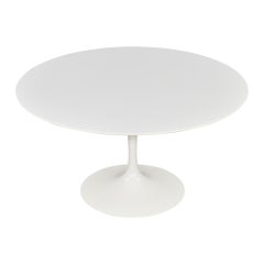 Round Knoll Saarinen Tulip Dining Table White Laminate 50th Anniversary MCM