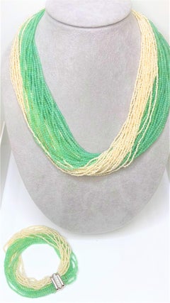 47 Strand Seed Pearl Jadeite Necklace, Bracelet Set