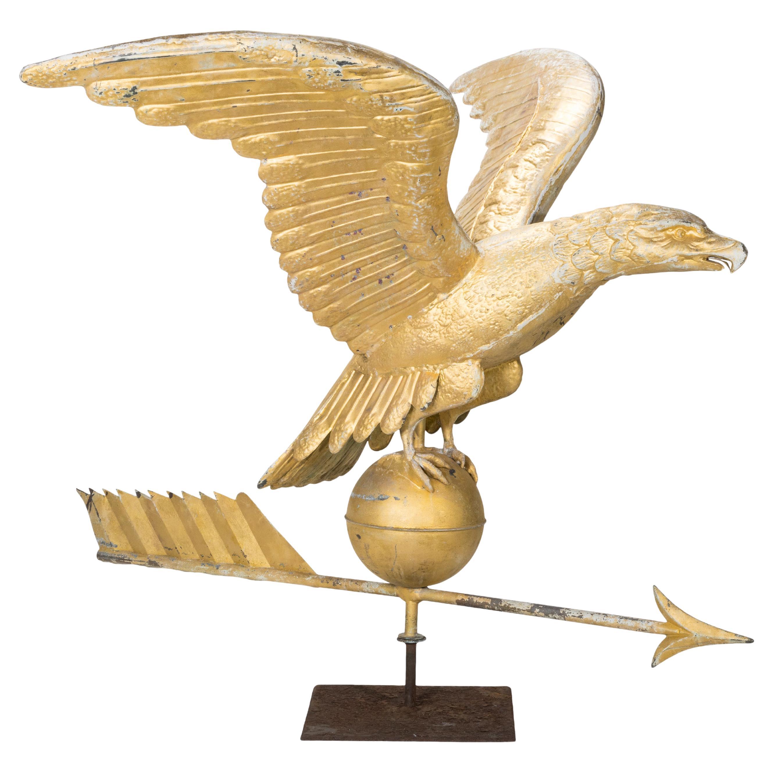 47" Three Dimensional 19th Century Eagle Weather Vane For Sale