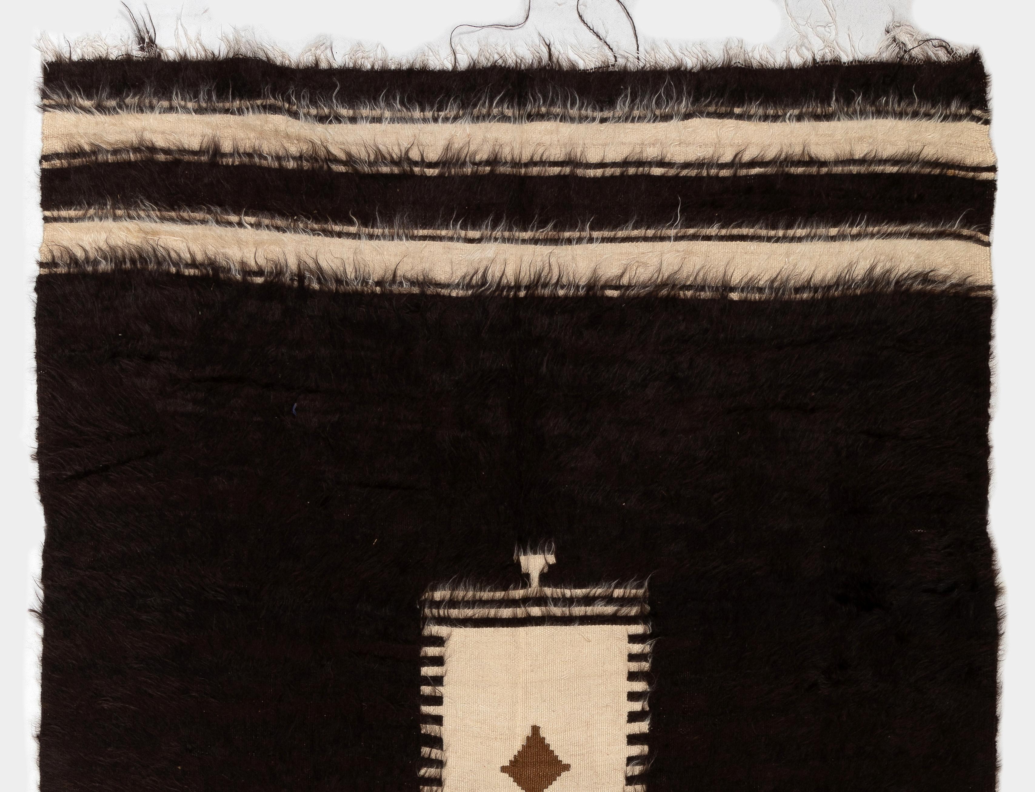 Tribal 4.6x6.3 Ft Flat-Weave Mohair Rug, Ideal as Bed and Floor Cover, Sofa Throw