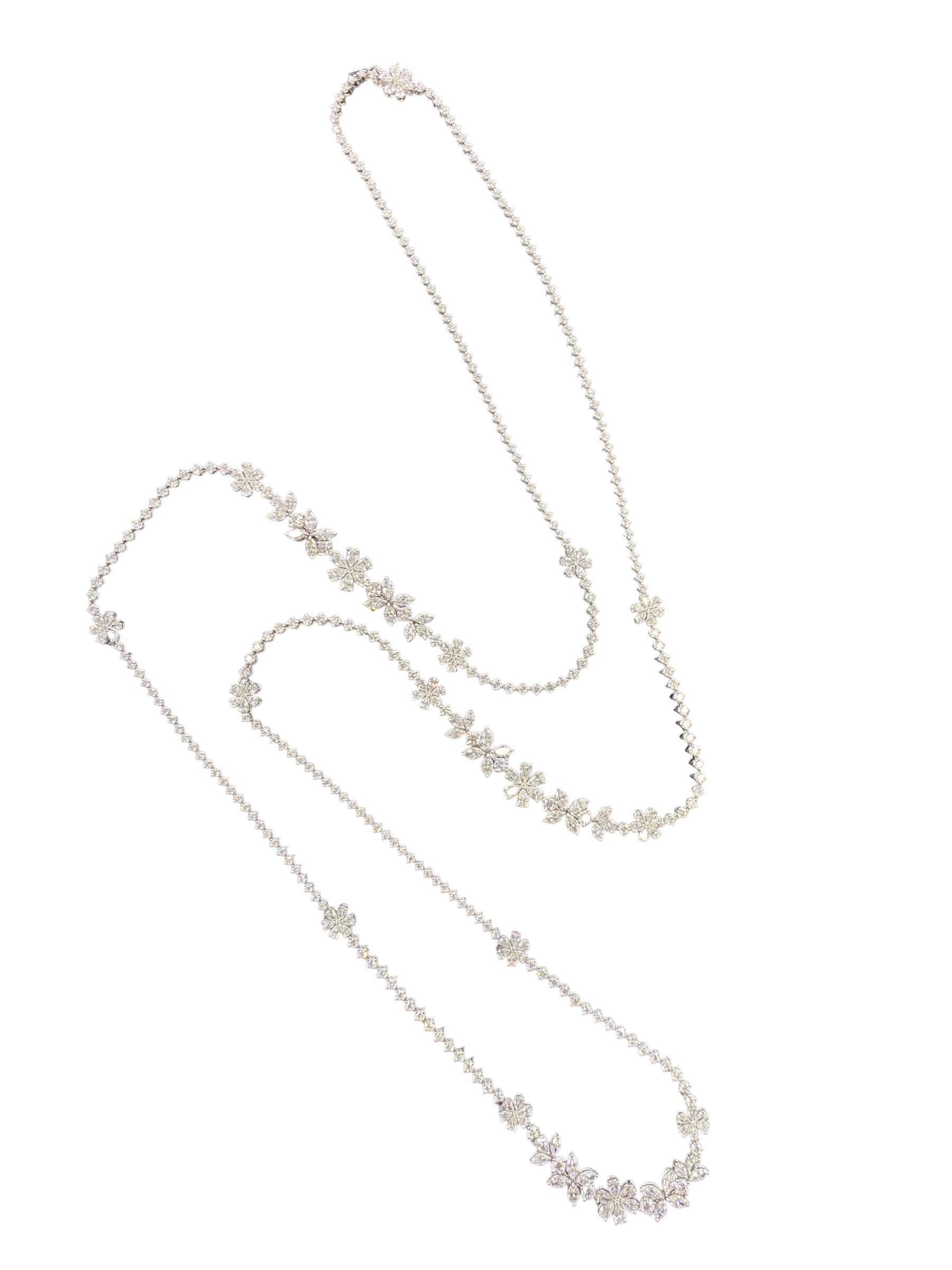 Zydo 18k Diamond Flower Necklace 27.28 Carats VS-F Color 2