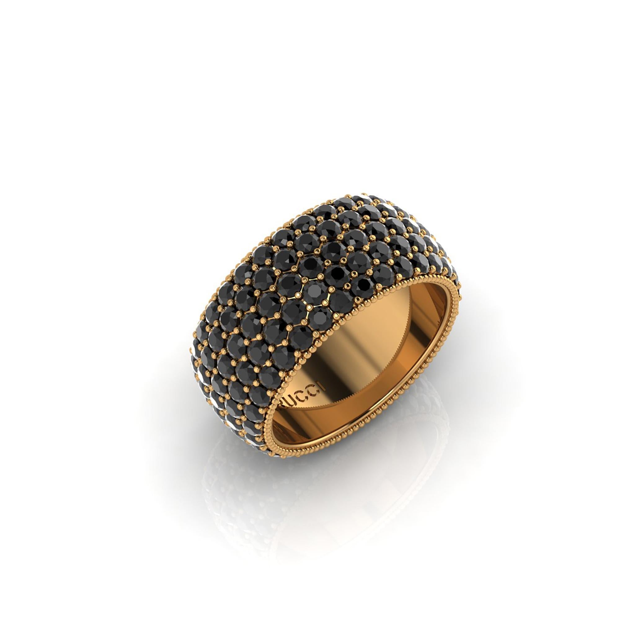 Modern 4.70 Carat Black Diamonds 18 Karat Yellow Gold For Sale