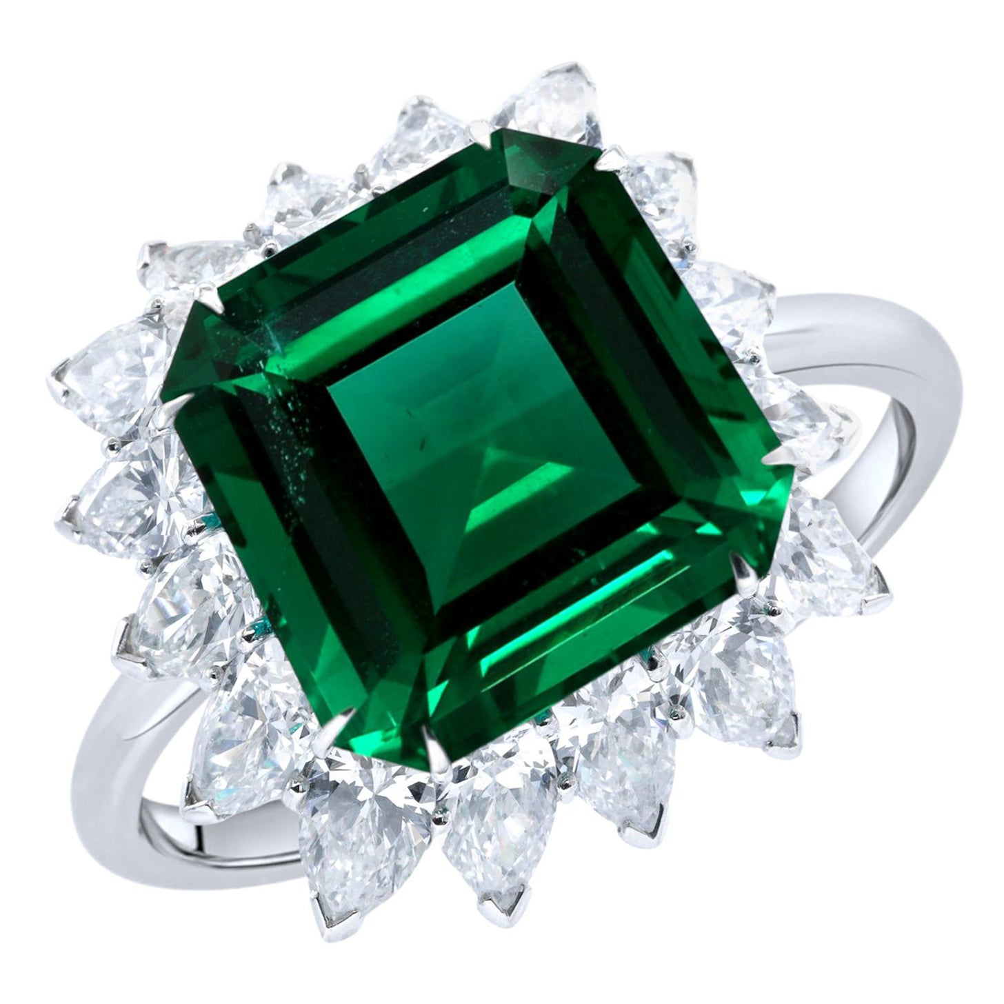 4.70 Carat Colombian Emerald Diamond Platinum Cocktail Ring