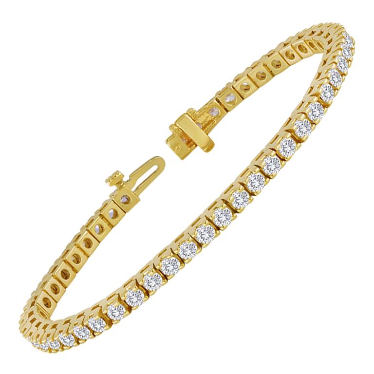 4.55 Carats Diamond Gold Tennis Bracelet For Sale at 1stDibs