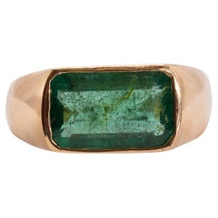 4,70 Karat Smaragd in Hand Made Signet-Stil 14K Gelbgold Ring