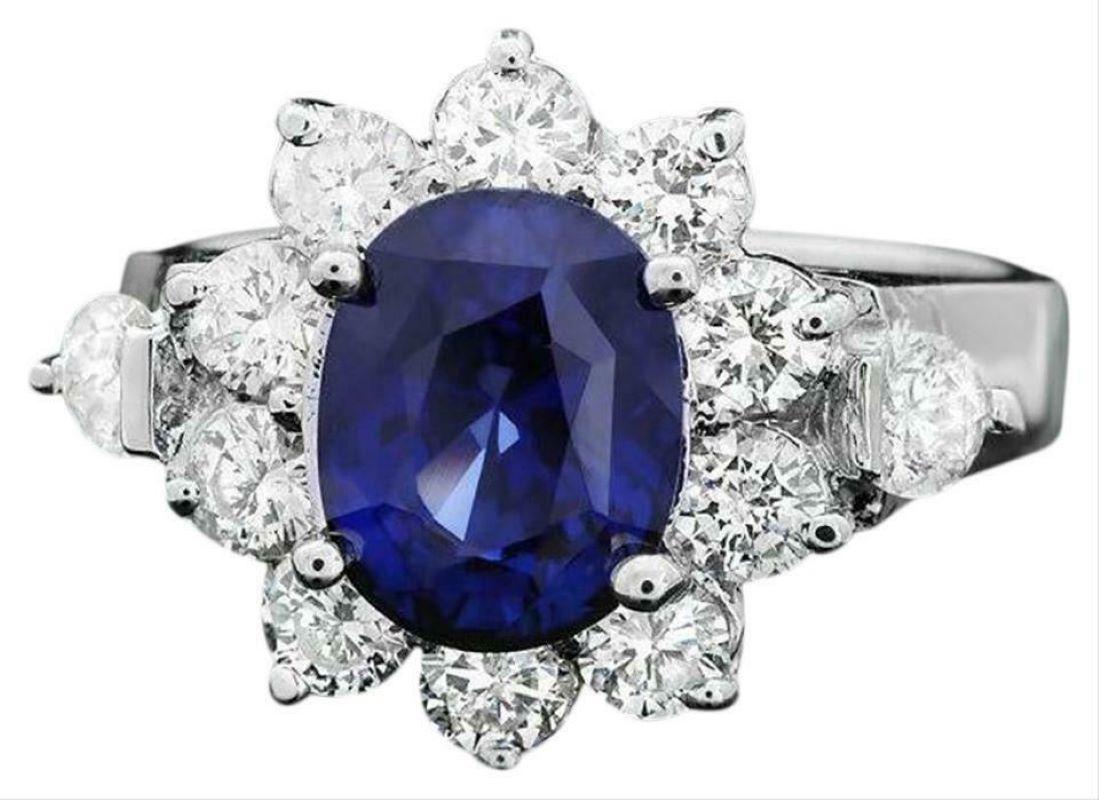 4.70 Carat Exquisite Natural Blue Sapphire and Diamond 14 Karat Solid White Gold In New Condition For Sale In Los Angeles, CA