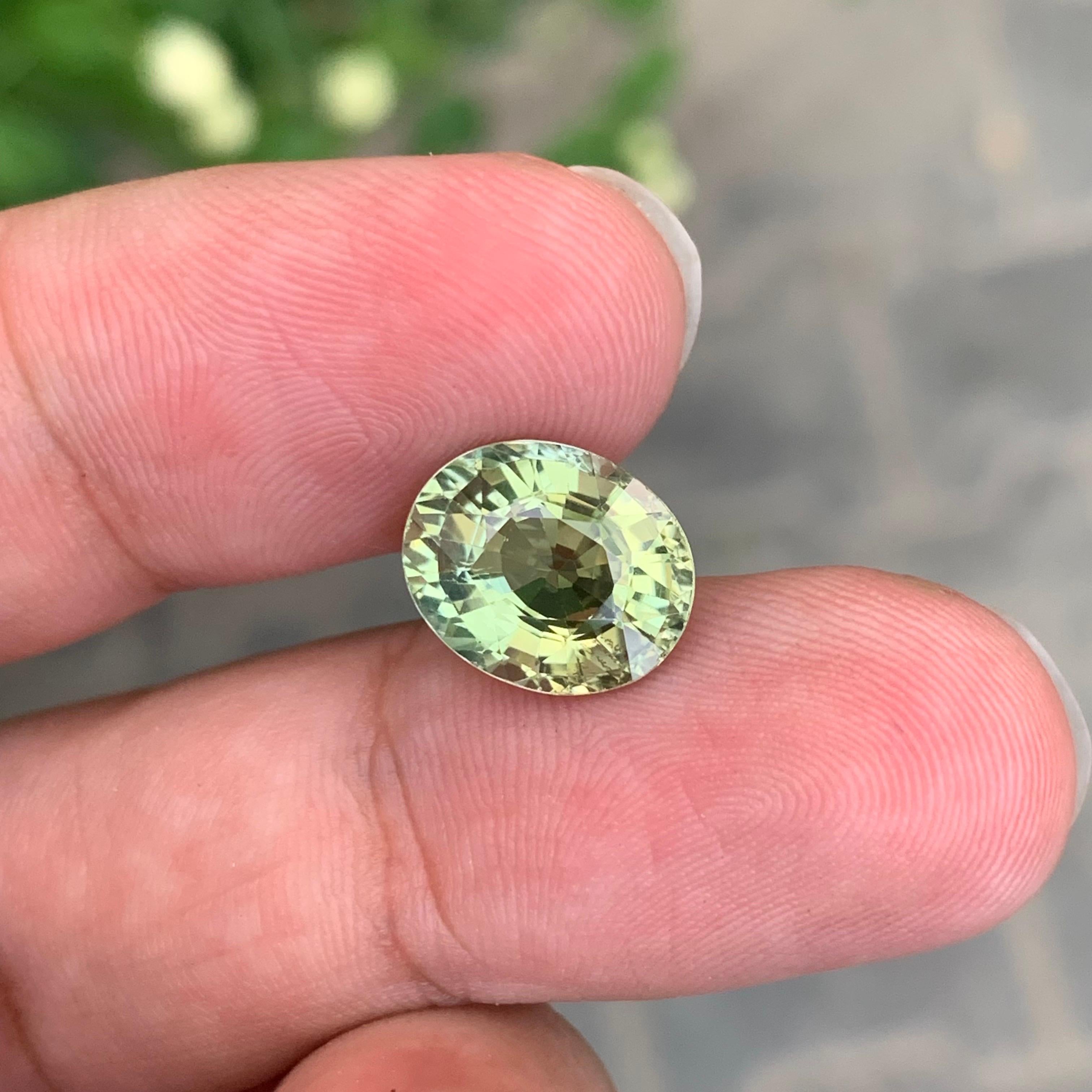 Women's or Men's 4.70 Carat Natural Lemon Colour Tourmaline Oval Shape Loose Gemstone For Sale