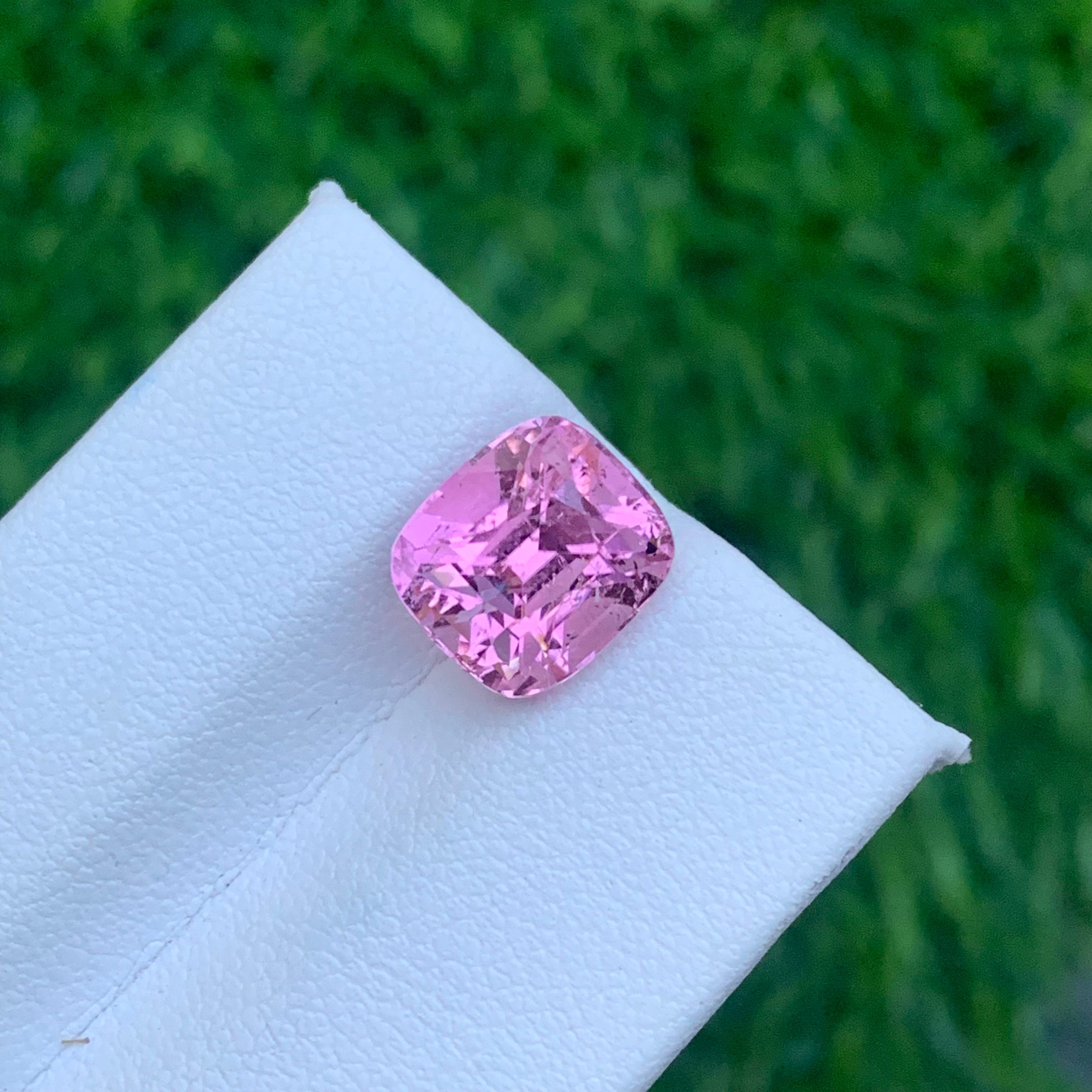4.70 Carat Natural Loose Pink Tourmaline Cushion Cut SI2 Clarity Afghan Mine For Sale 4