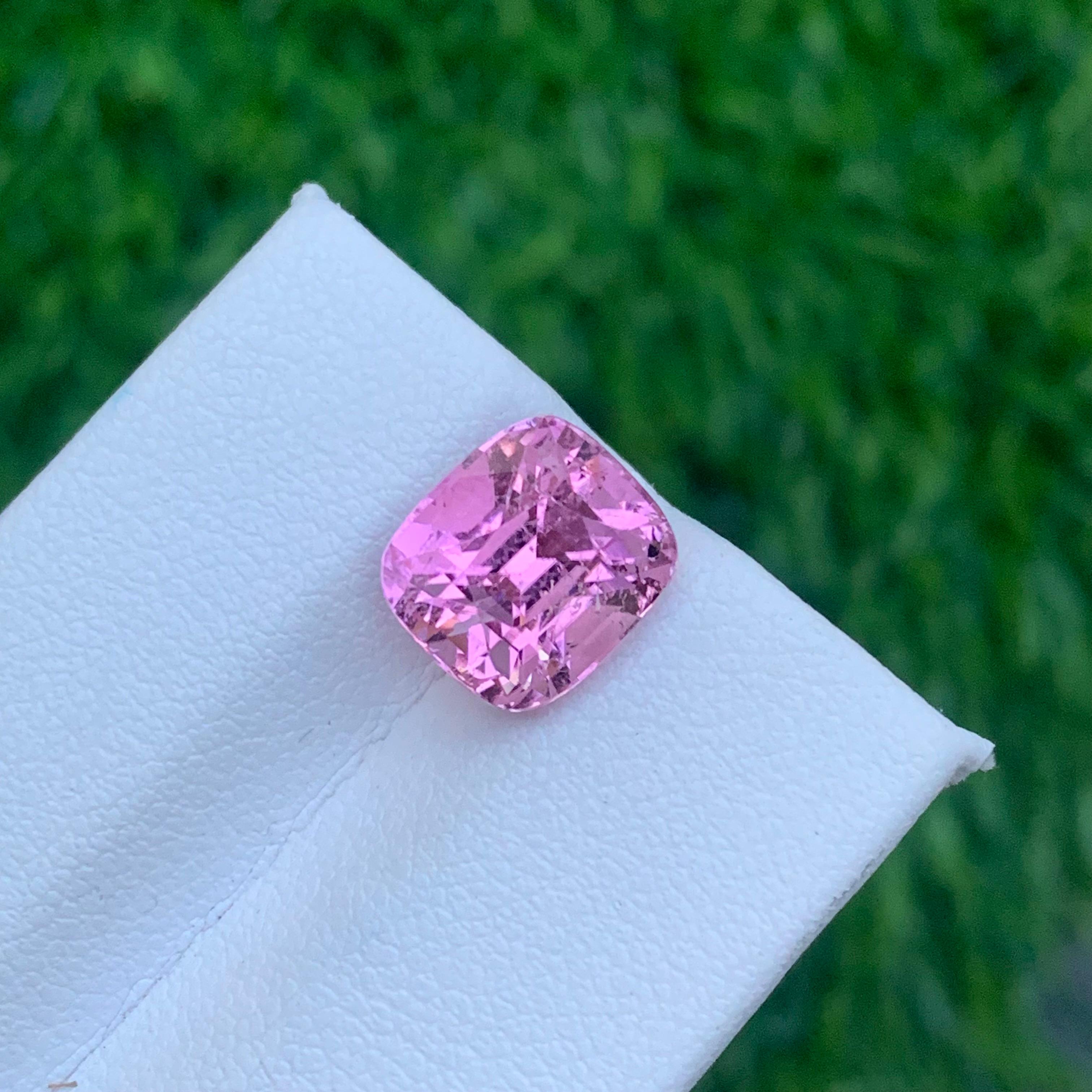 4.70 Carat Natural Loose Pink Tourmaline Cushion Cut SI2 Clarity Afghan Mine For Sale 2