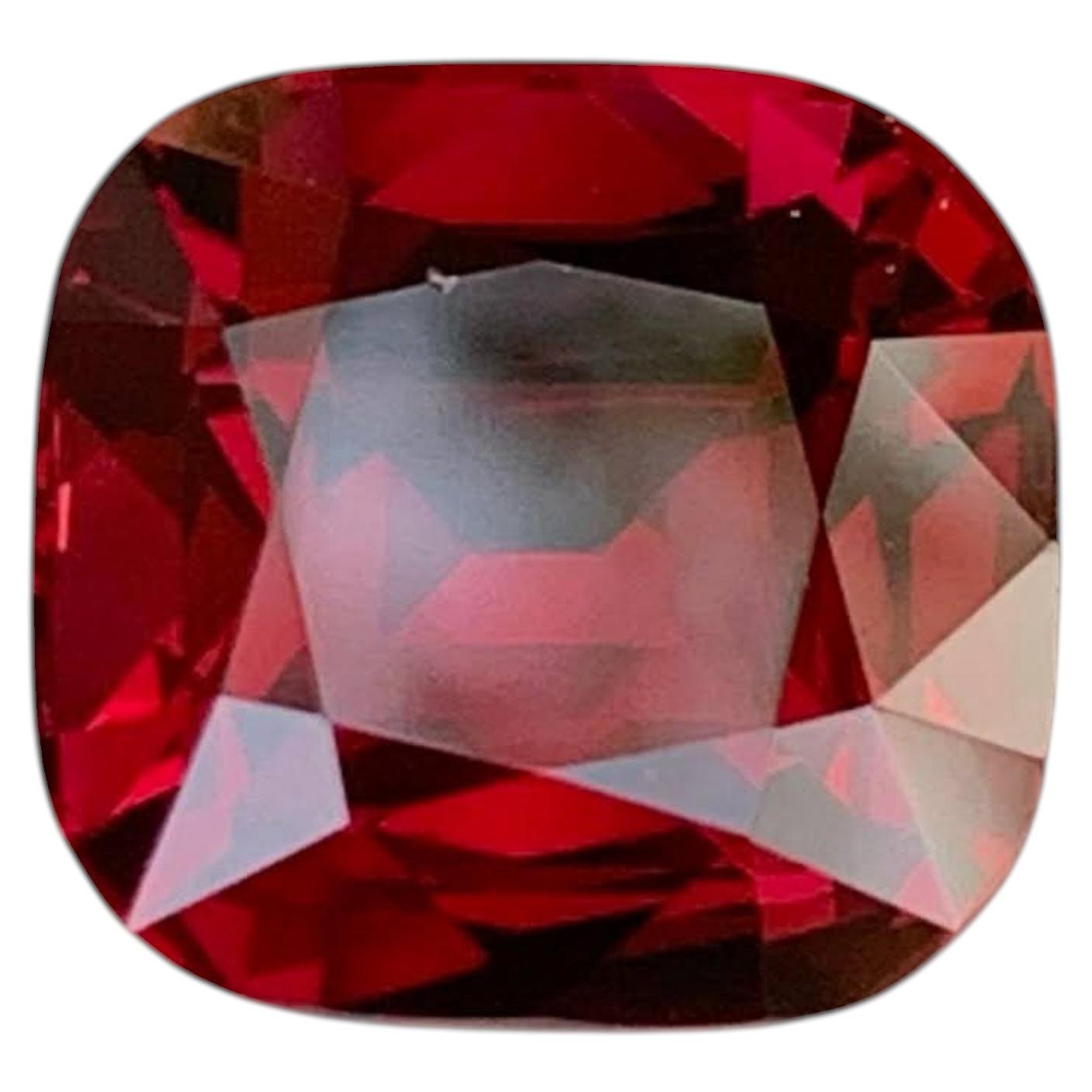 4.70 Carat Natural Loose Pinkish Red Garnet Stone Cushion Cut Tanzanian Gemstone