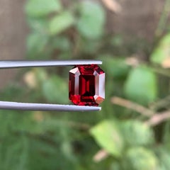 4.70 Carat Natural Loose Pinkish Red Garnet Stone Emerald Cut African Gemstone
