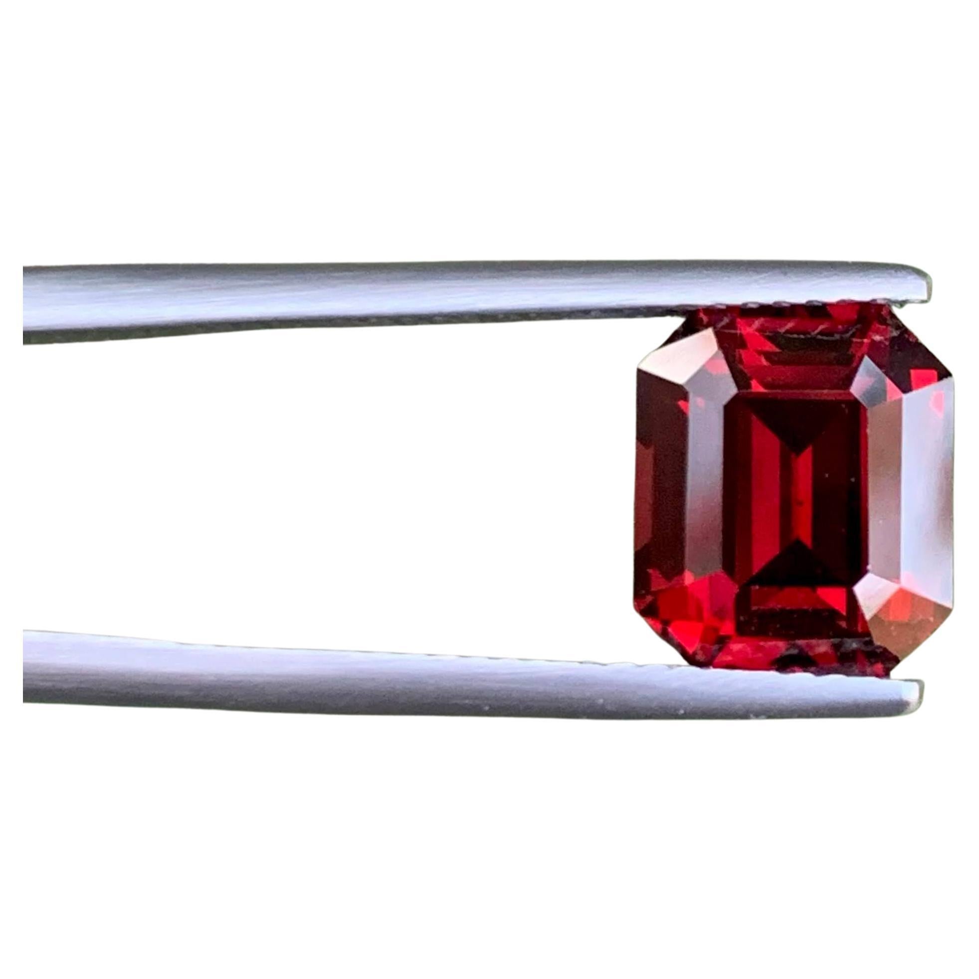 4.70 Carat Natural Loose Pinkish Red Garnet Stone Emerald Cut African Gemstone For Sale