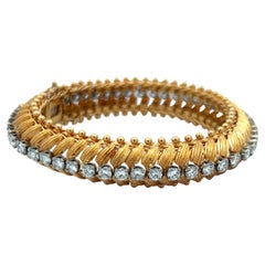 4.70 Carat Round Brilliante G SI1 Diamond 18 Karat Yellow Gold Link Bracelet