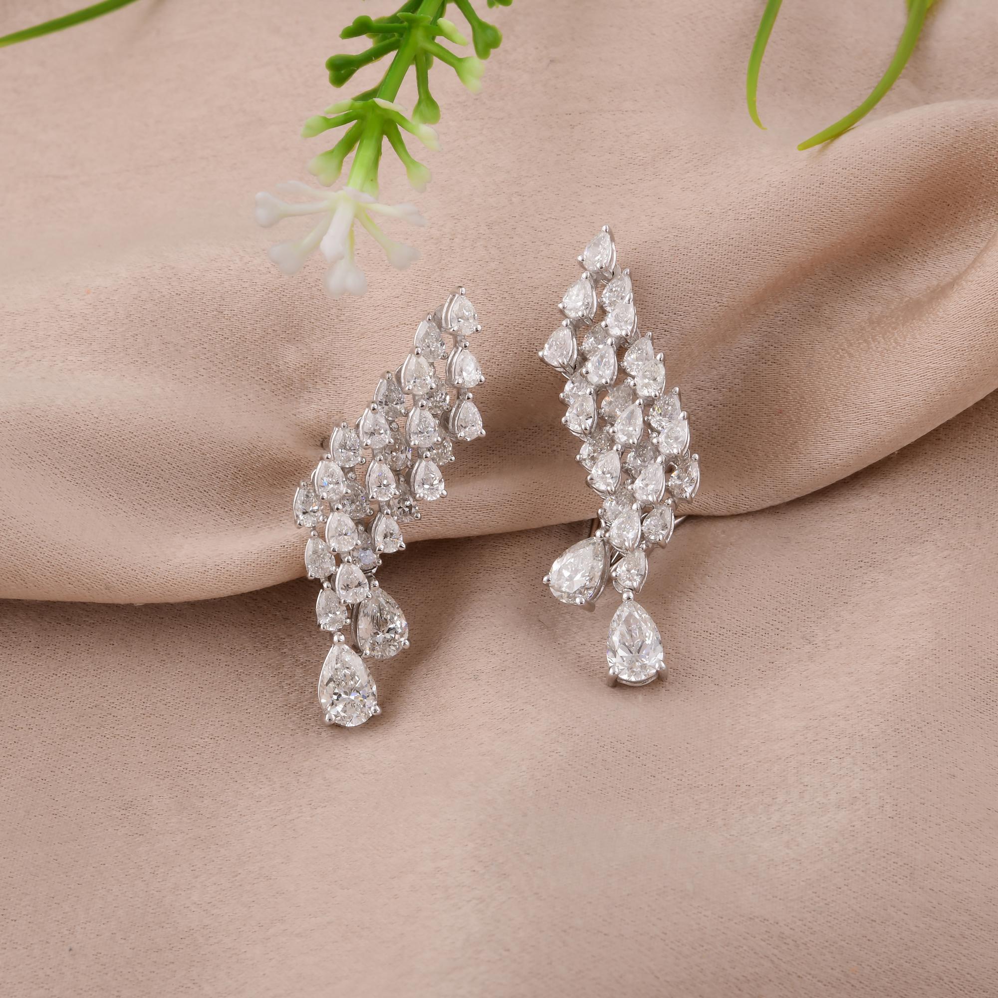 Modern 4.70 Carat SI Clarity HI Color Pear Diamond Earrings 14 Karat White Gold Jewelry For Sale