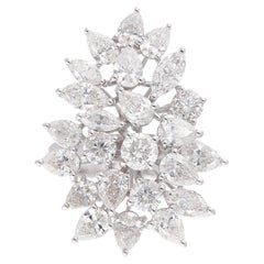 Bague en or blanc 18 carats avec grappe de diamants ronds taille poire marquise de 4,70 carats SI/HI