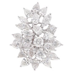 4,70 Carati SI/HI Marquise Pear Round Diamond Cluster Ring Oro Bianco 18 Carati