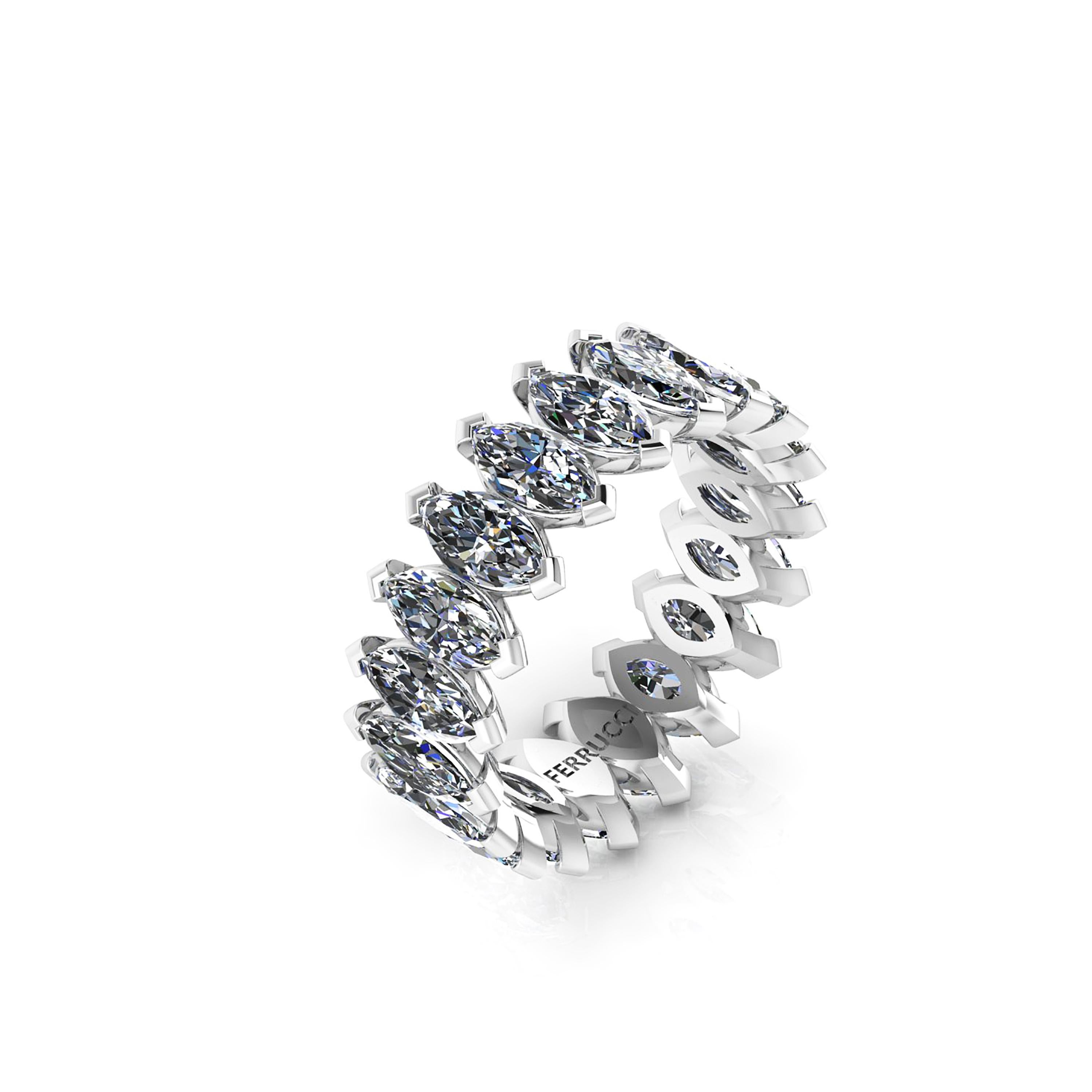 A classic FERRUCCI 4.70 carats of bright white diamonds G color, VS clarity, set to perfection in a hand crafted, Platinum 950 eternity band, 7 mm wide, stackable collection, made in New York with the best Italian craftsmanship, size 6,