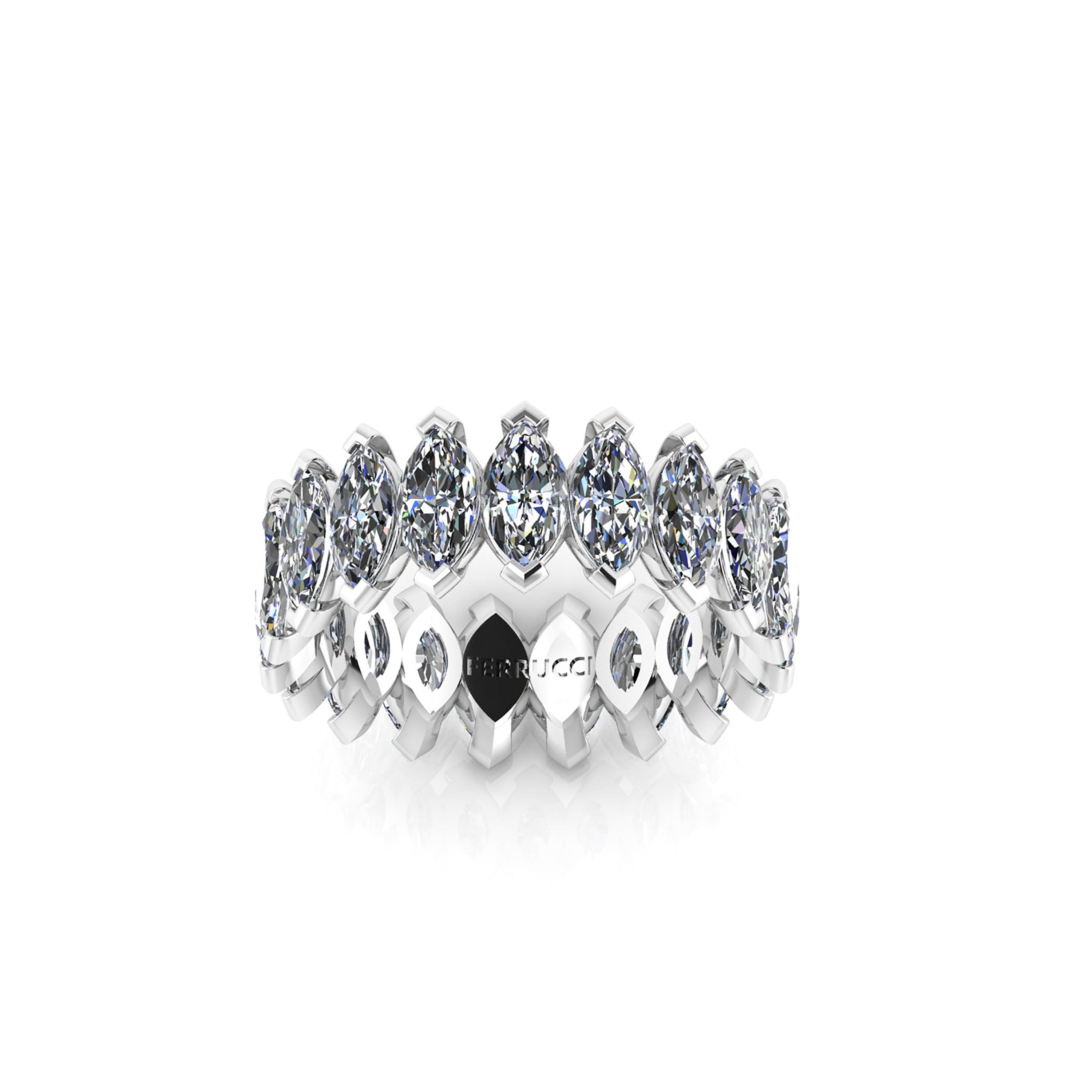 Modern 4.70 Carat White Marquise Diamonds Eternity Band Platinum 950 For Sale