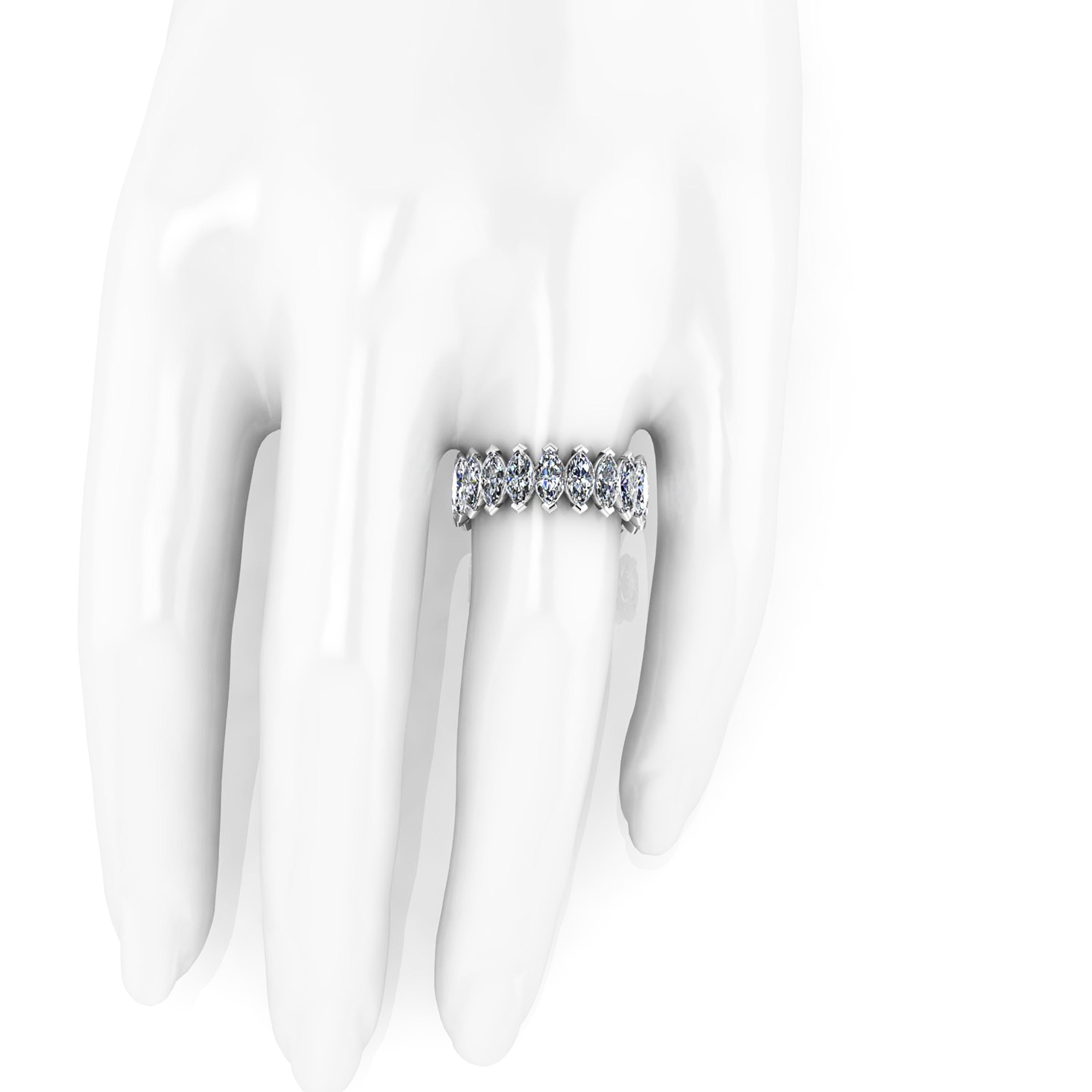 4.70 Carat White Marquise Diamonds Eternity Band Platinum 950 For Sale 1