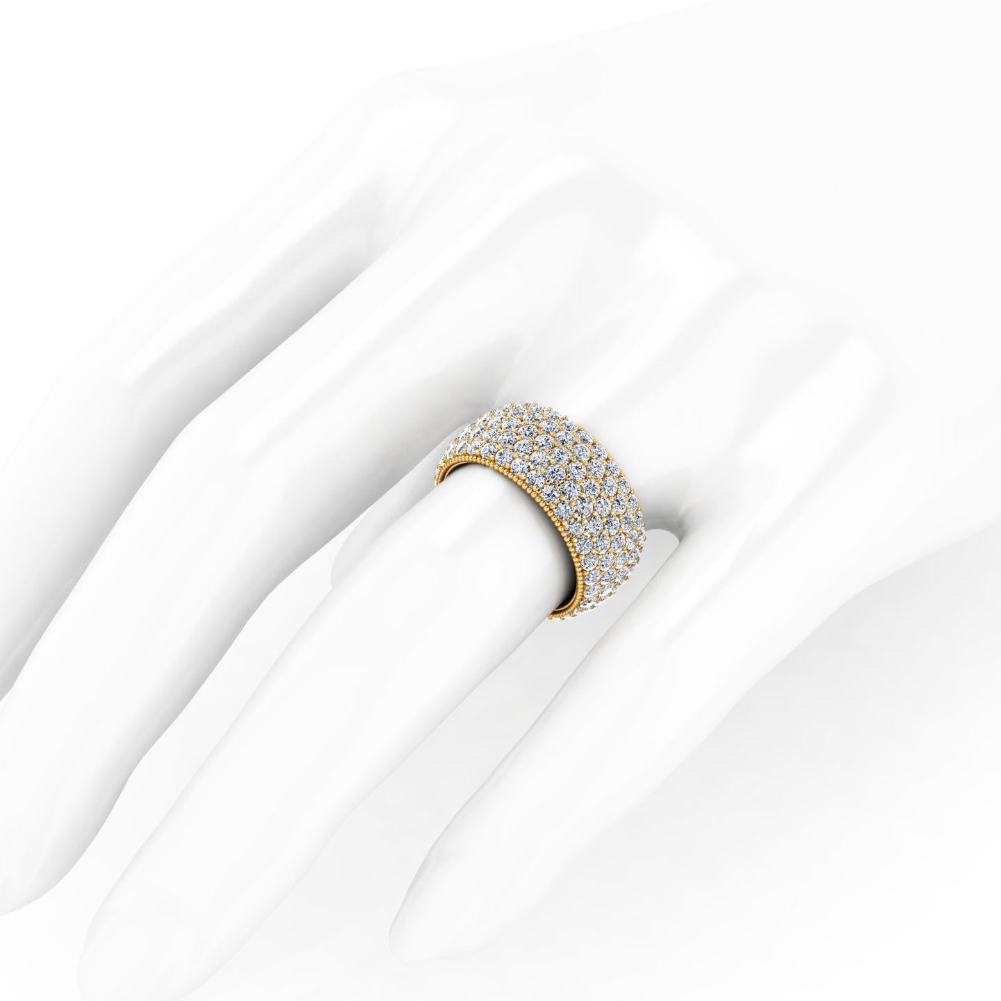 4.70 Carat Wide White Diamond Pave Ring in 18 Karat Yellow Gold In New Condition For Sale In New York, NY