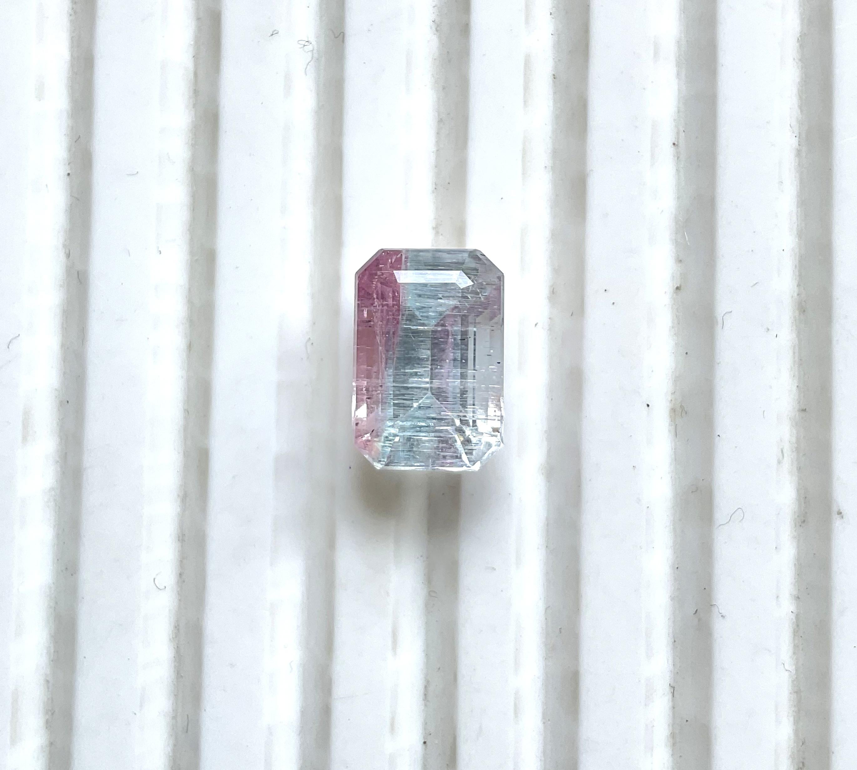 Taille octogone 4.70 Carats BI Color Tourmaline Octa Faceted Cut stone Top Quality Natural gem en vente