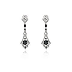 4.70 Carats Black Spinel and Diamond Earrings in 18k White Gold