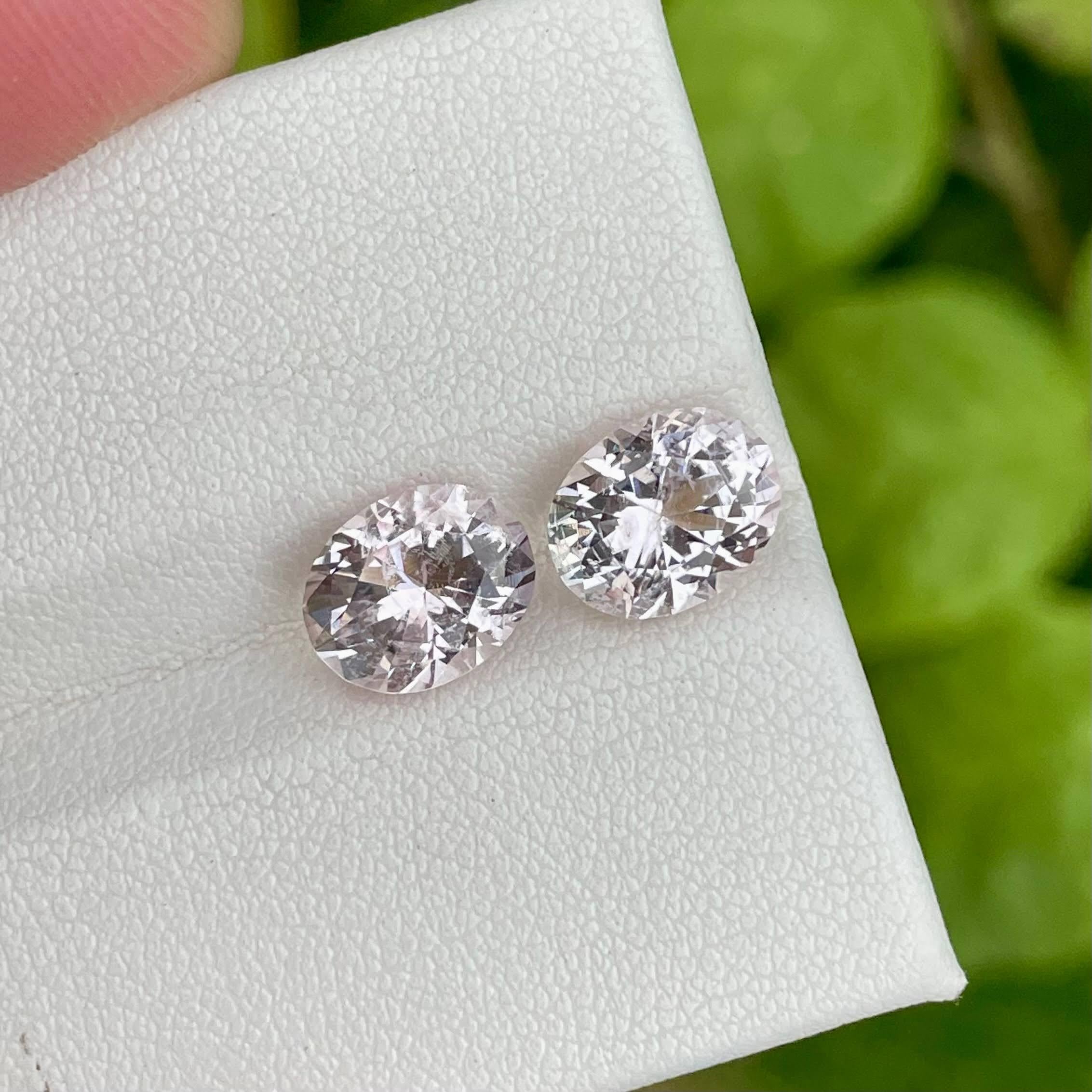 4.70 Carats Light Pink Morganite Pair Oval Cut Natural Afghan Gemstone In New Condition For Sale In Bangkok, TH