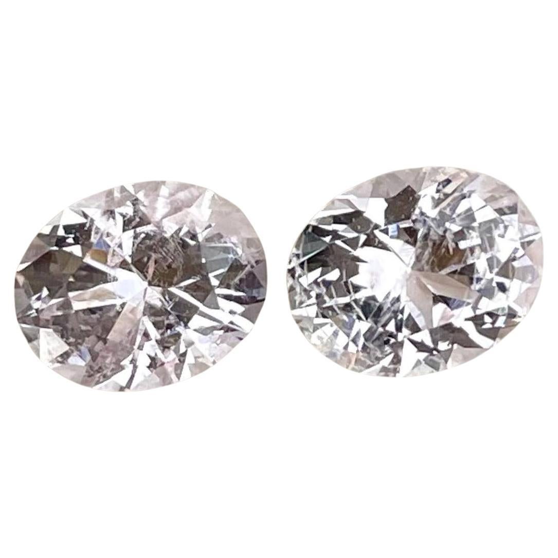 4.70 Carats Light Pink Morganite Pair Oval Cut Natural Afghan Gemstone For Sale