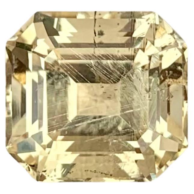 4.70 Carats Light Yellow Scapolite Stone Asscher Cut Tanzanian Gemstone For Sale