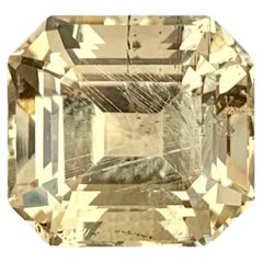 Used 4.70 Carats Light Yellow Scapolite Stone Asscher Cut Tanzanian Gemstone