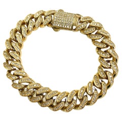 4.70 Carats Natural Diamond Cuban Link Bracelet in 14K Yellow Gold