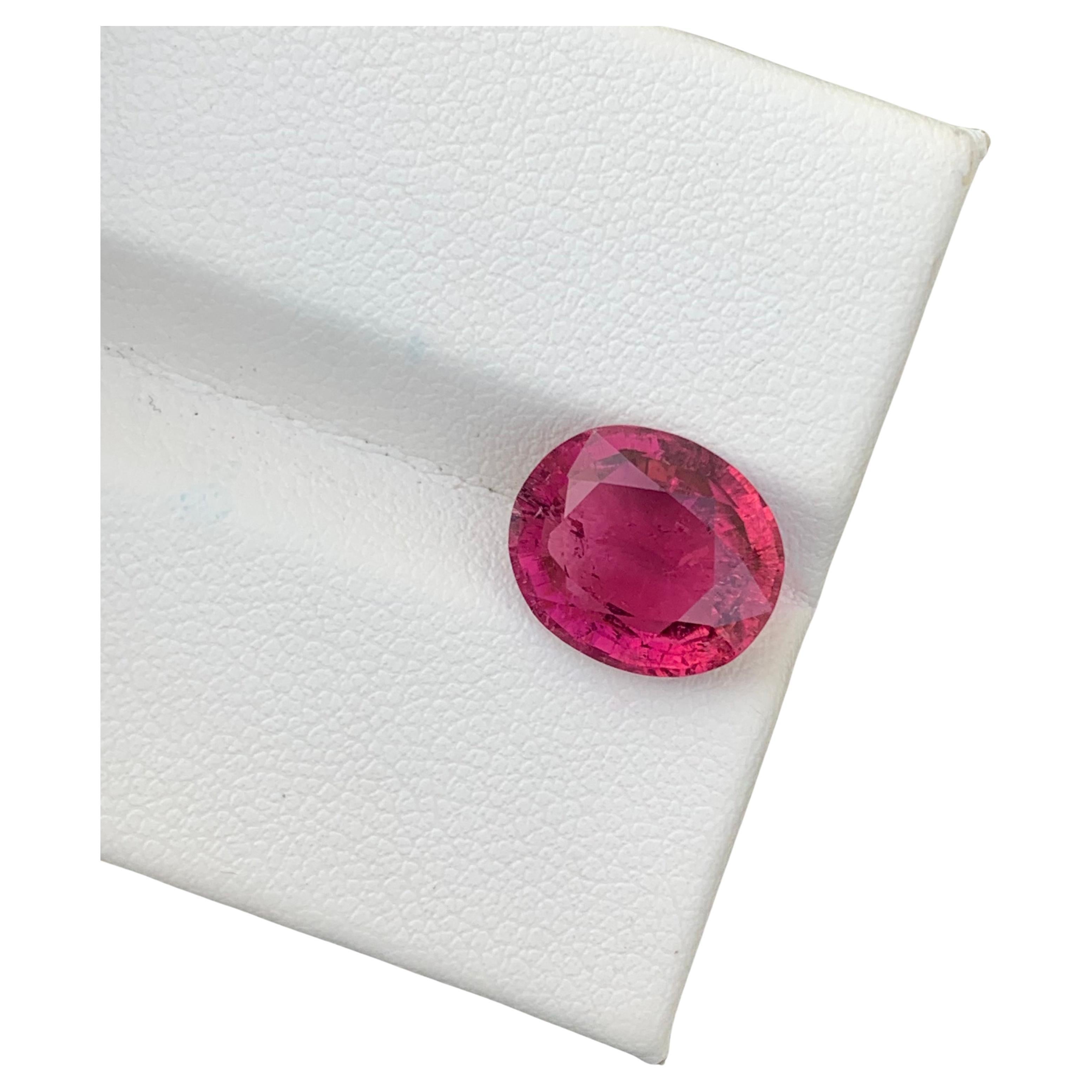 Faceted Rubellite Tourmaline 
Weight: 4.70 Carats 
Dimension: 11.7x9.9x5.9 Mm
Origin: Afghanistan 
Color: Pink Red
Shape: Oval
Cut: Cushion 
Treatment: Non
Certficate: On Customer Demand 
.
Rubellite tourmaline is a captivating gemstone renowned for